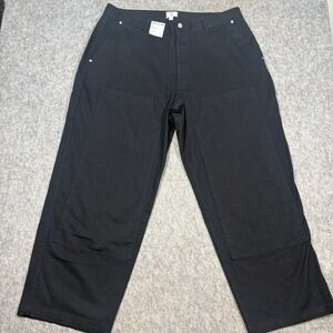 Mode of One Baggy Pants Men's Size 40 Black Mid Rise Wide Leg Open Hem Casual